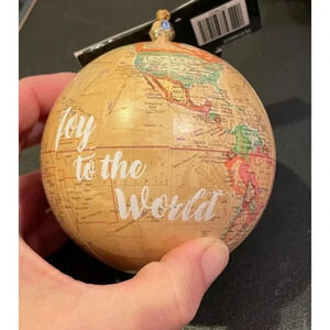 Joy To The‎ World Globe Christmas Holiday Ornament NEW